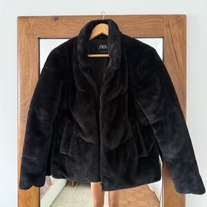 Zara Faux Fur Jacket - Black